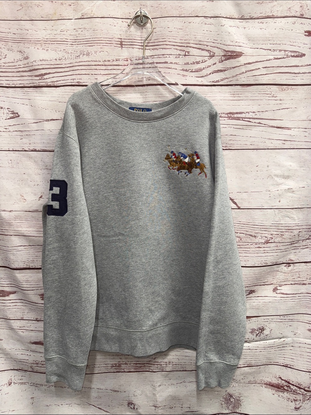 Polo by Ralph Lauren Heather Gray Crewneck Sweatshirt with Polo Player Patch
